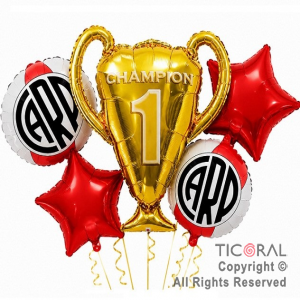 SET DE GLOBOS METALIZADO RIVER PLATE COPA 5 UNIDADES 
